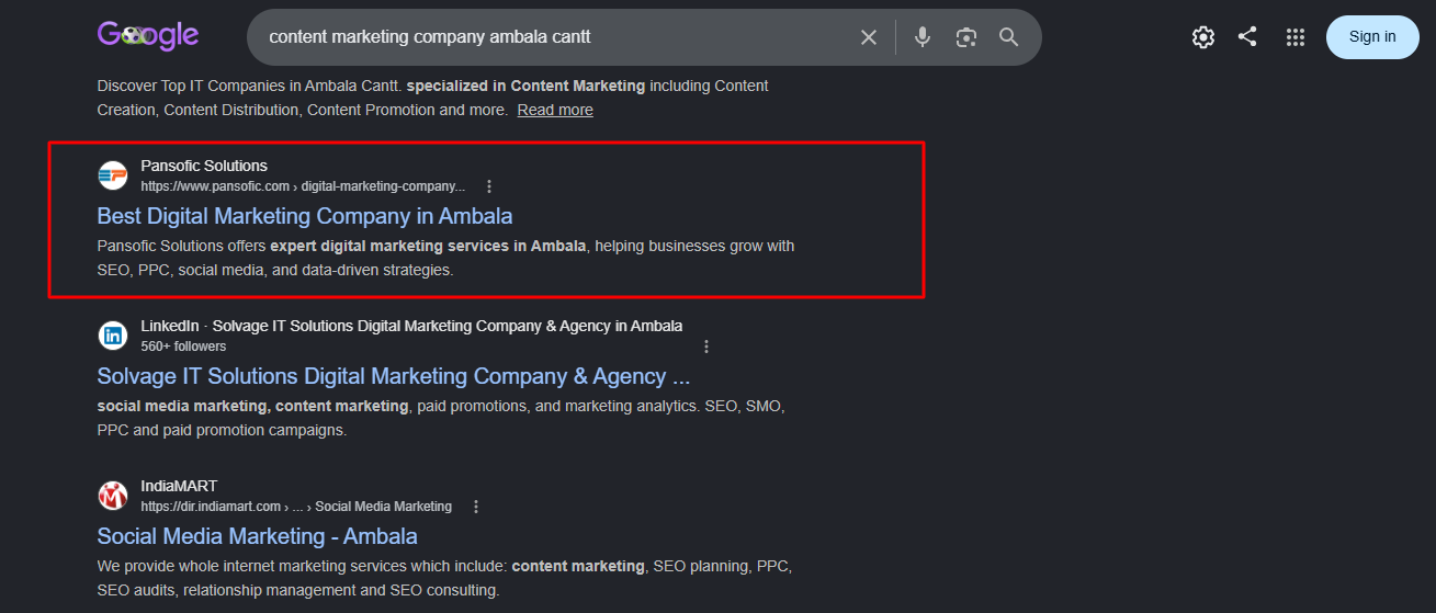 content marketing company ambala cantt