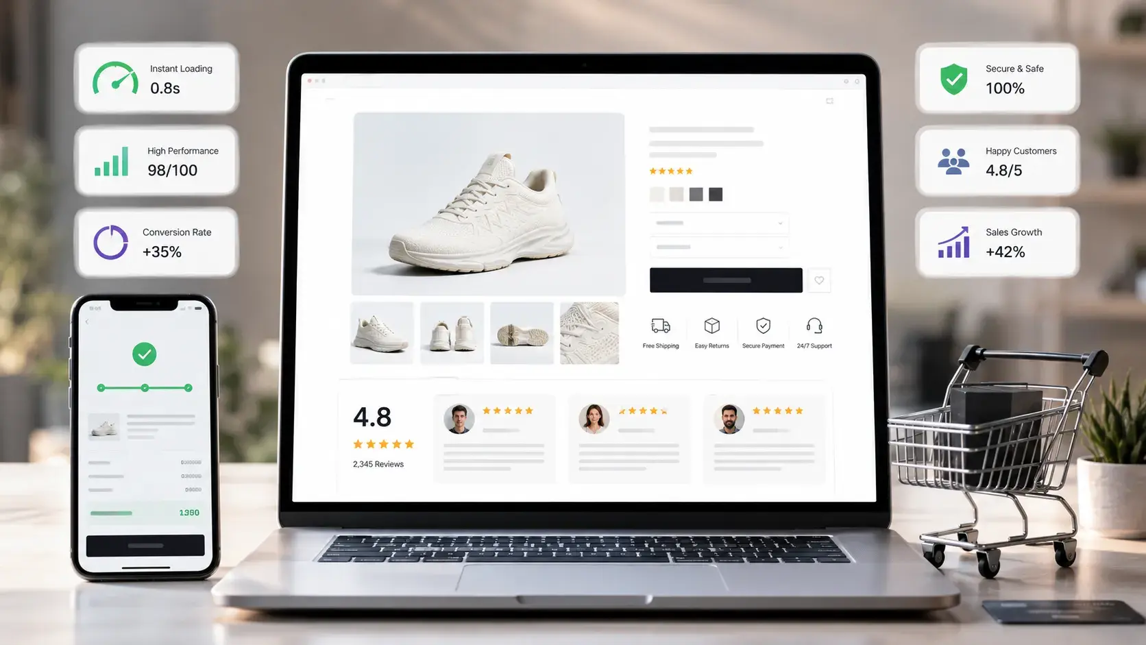 Ecommerce Dashboard and Shopping Cart Showcase