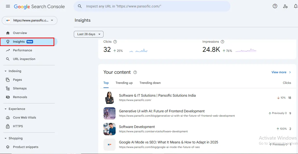 Google Search Console-Pansofic Solutions