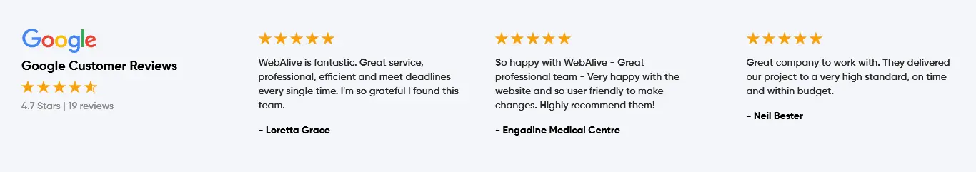 Showing Google reviews on the service page