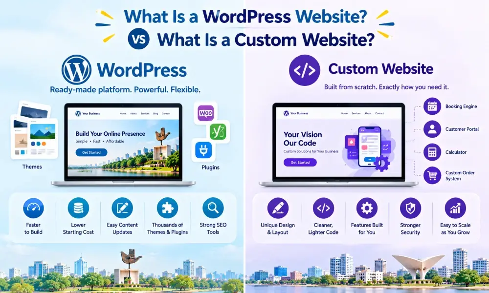 what is wordpress website and custom website